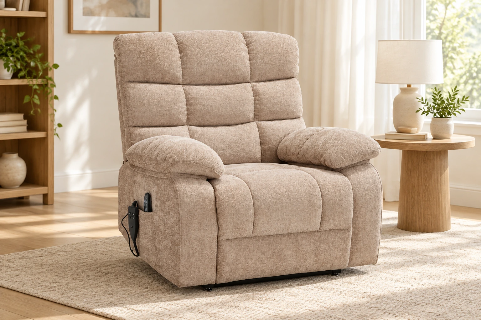 Wide-Seat Chenille Lift Recliner