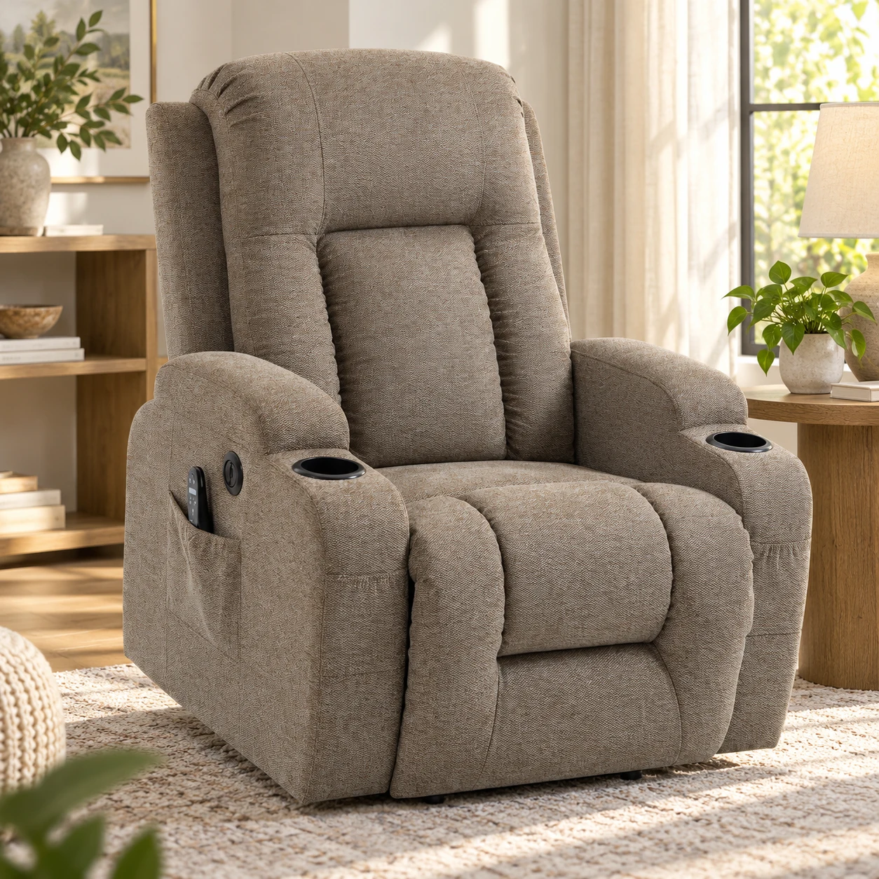 High-Back Power Lift Recliner with Cup Holders