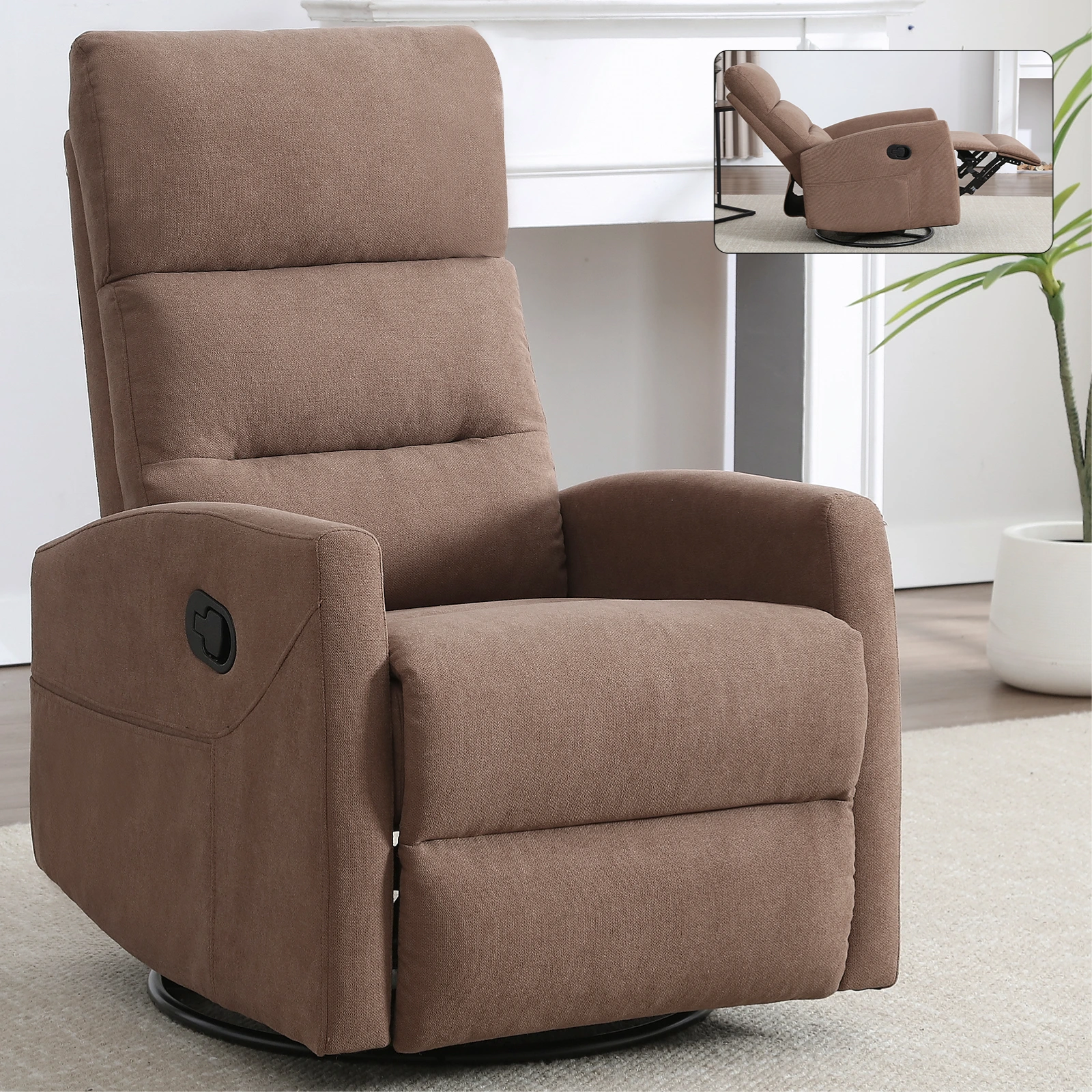 RHHVVR Swivel Rocker Manual Recliner in brown — original product detail 1