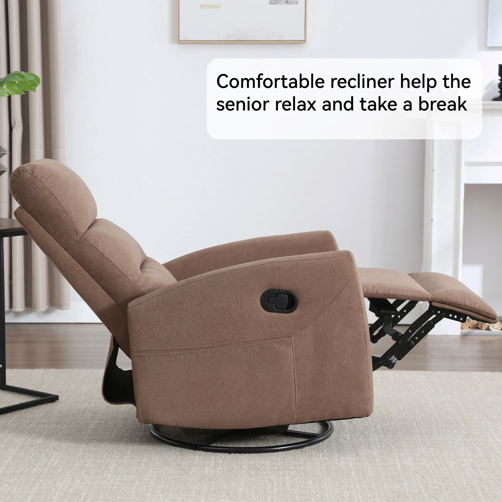 RHHVVR Swivel Rocker Manual Recliner in brown — original product detail 5