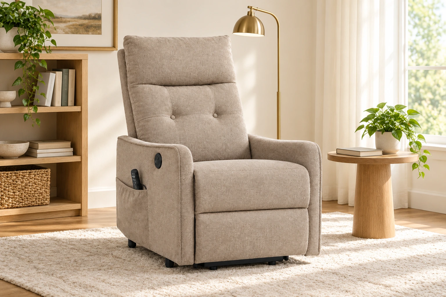 RHHVVR W1803P536616 Khaki — empty chair in reading corner