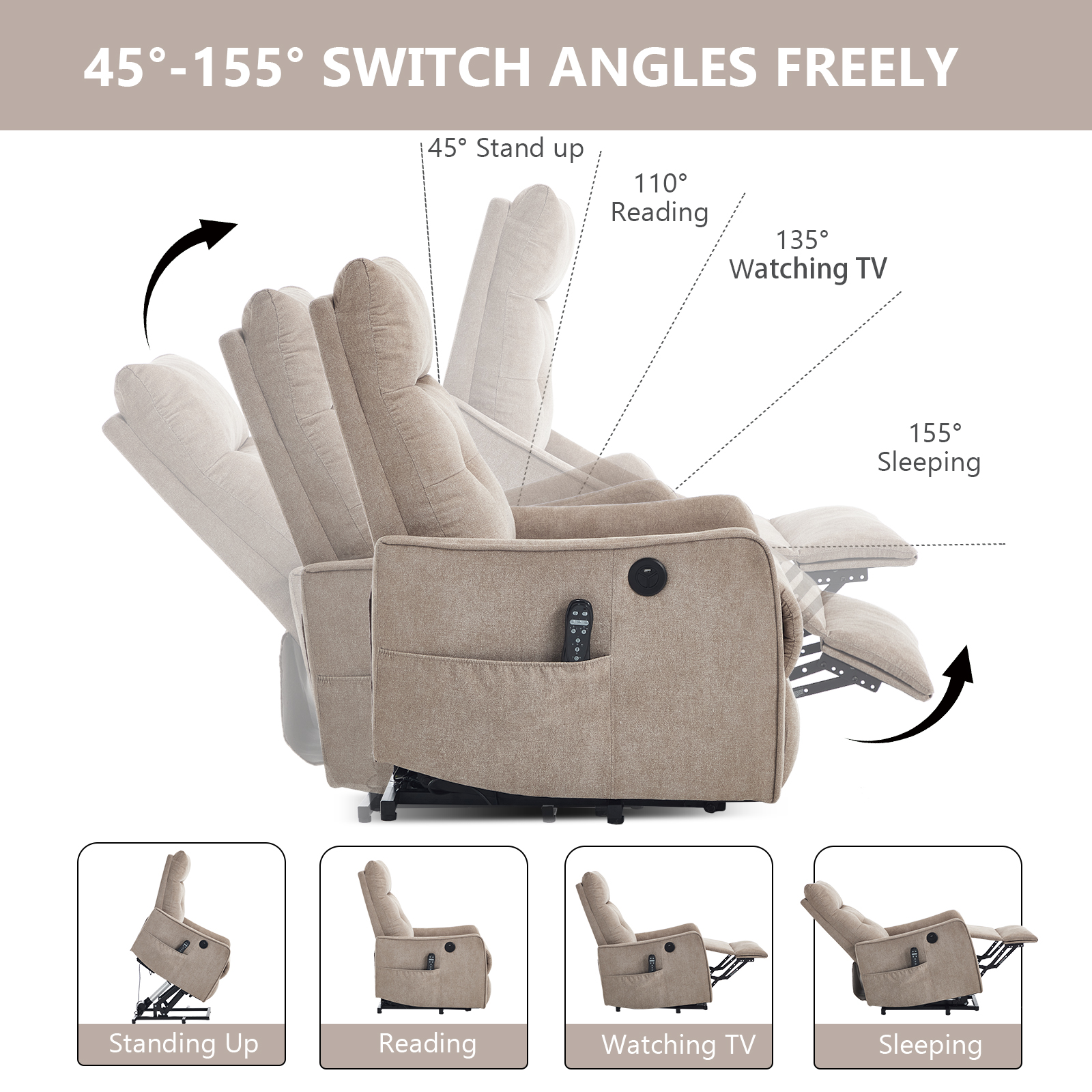 RHHVVR W1803P536616 Khaki — original movement and reclining geometry