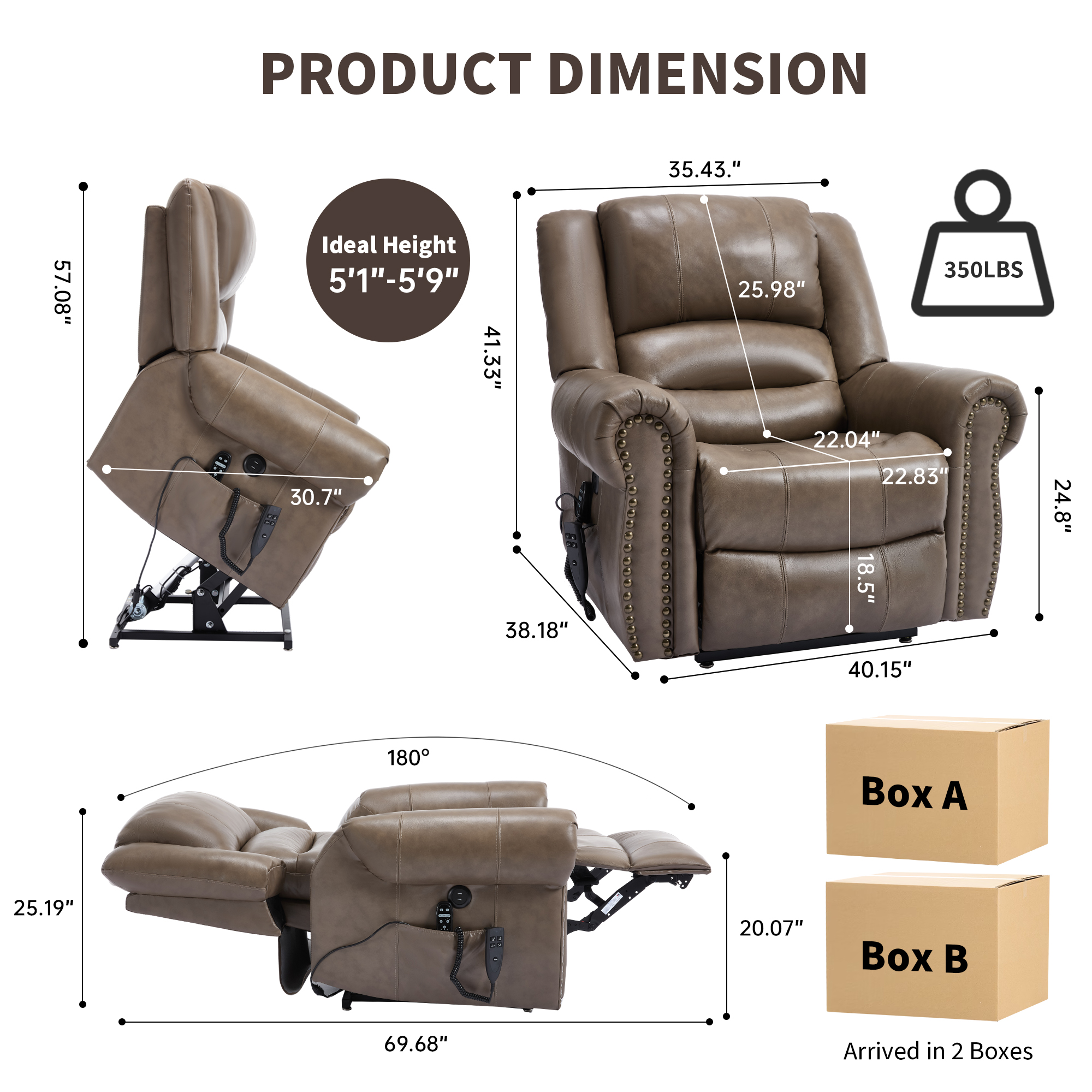 RHHVVR W1803S00075 Brown — original product dimensions and box count