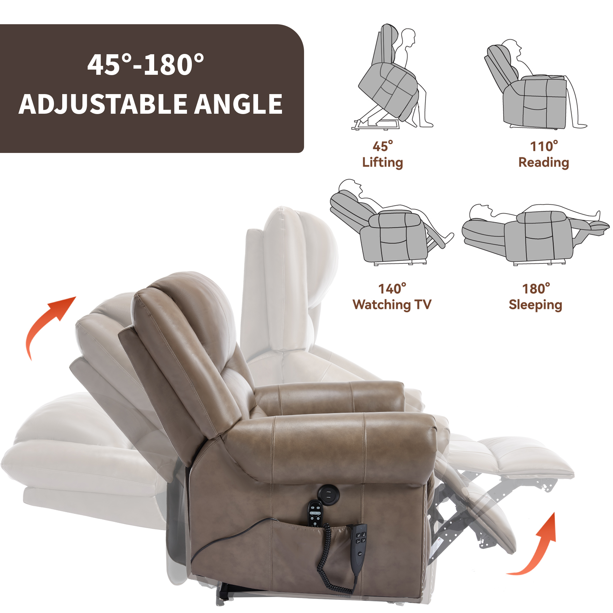 RHHVVR W1803S00075 Brown — original movement and reclining geometry