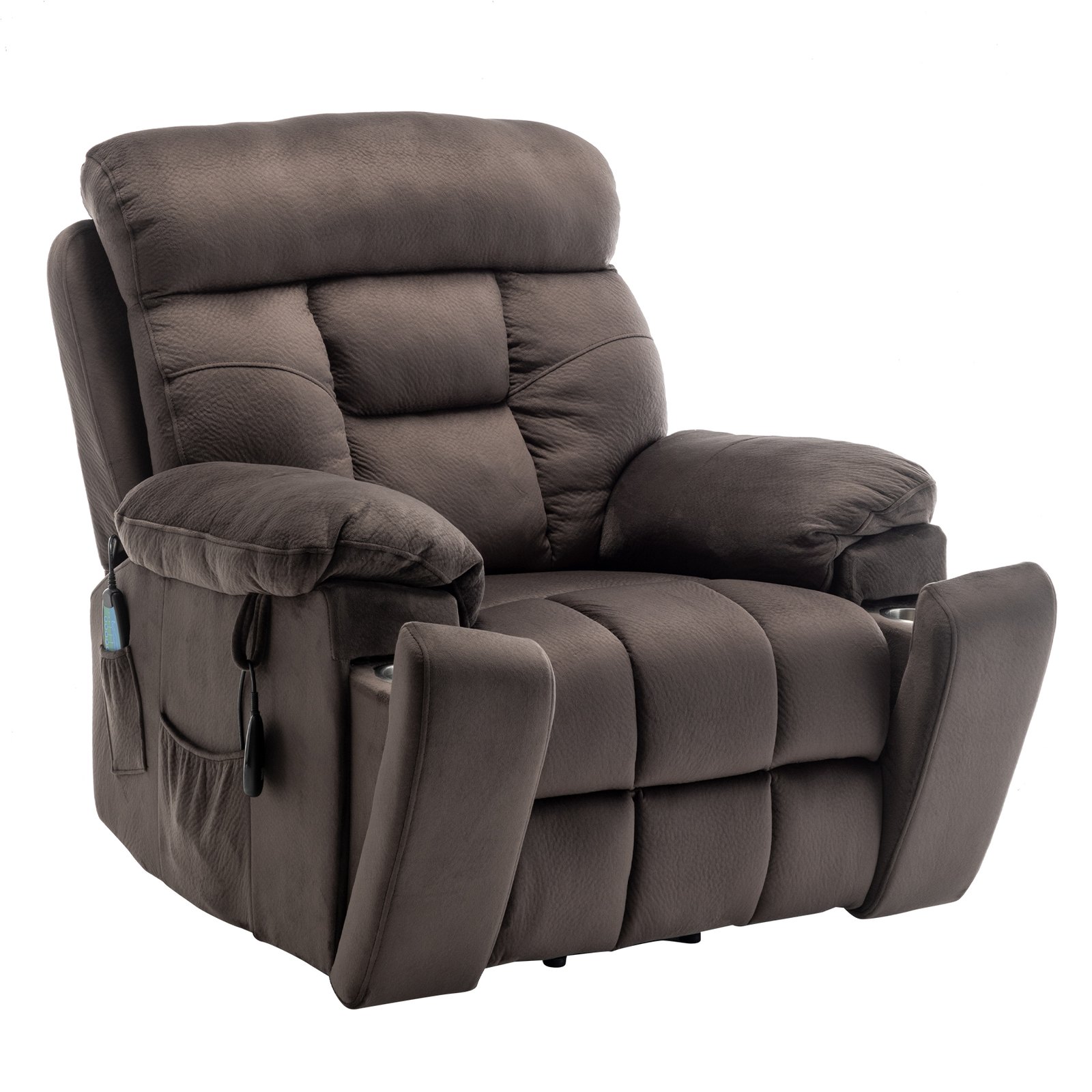 Oversized Lift Recliner Chairs for Elderly, 26in Extra Wide Power Chair with Massaga and Heating, Large Electric Lay Flat Recliners Sofa for Big and Tall Adult Lounging, Velvet Dark Brown