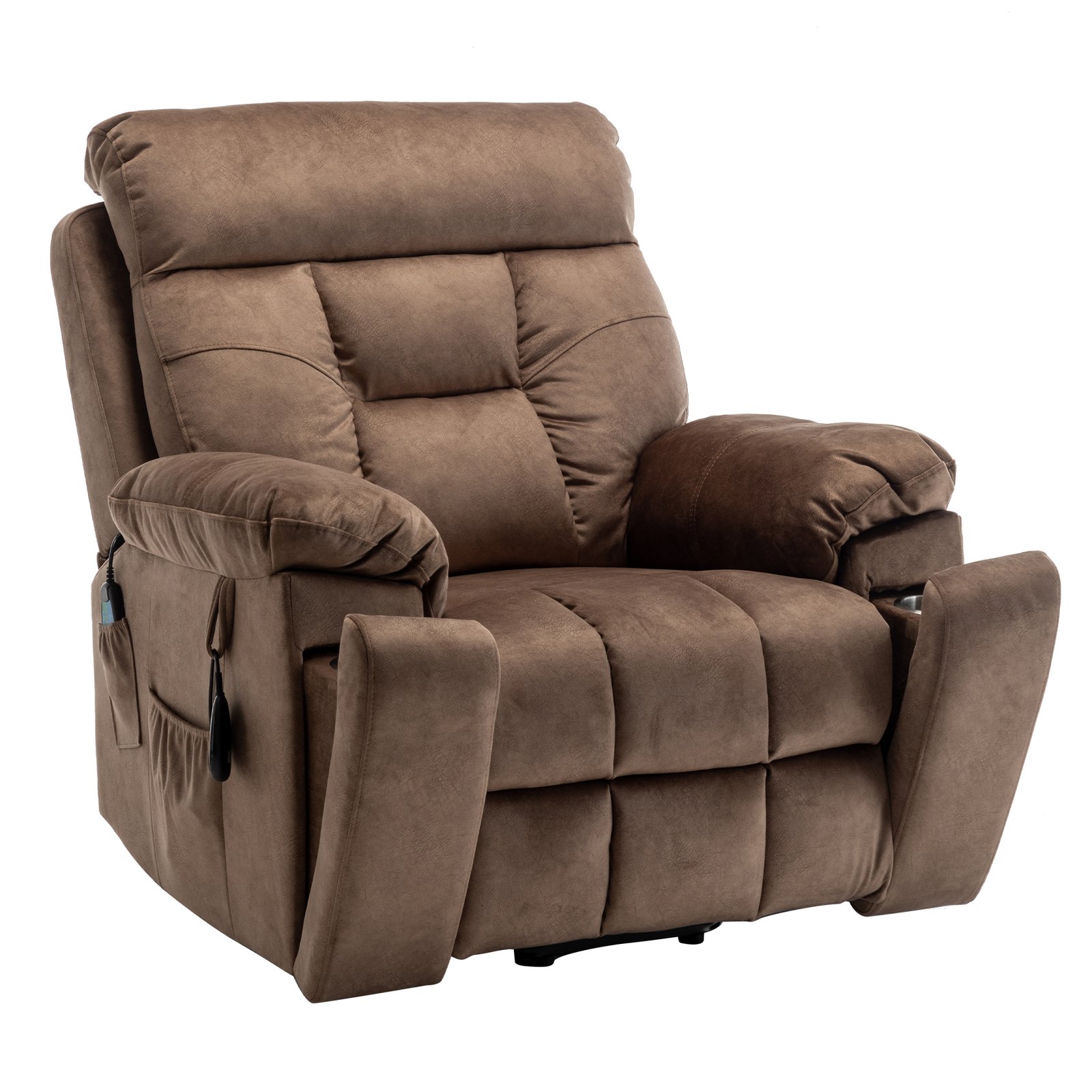 RHHVVR Oversized Lift Recliner Chairs for Big and Tall Adults, 26-inch Extra Wide Power Chair with Massage and Heating, Large Lay Flat Electric Recliner Sofa Chair, Brown