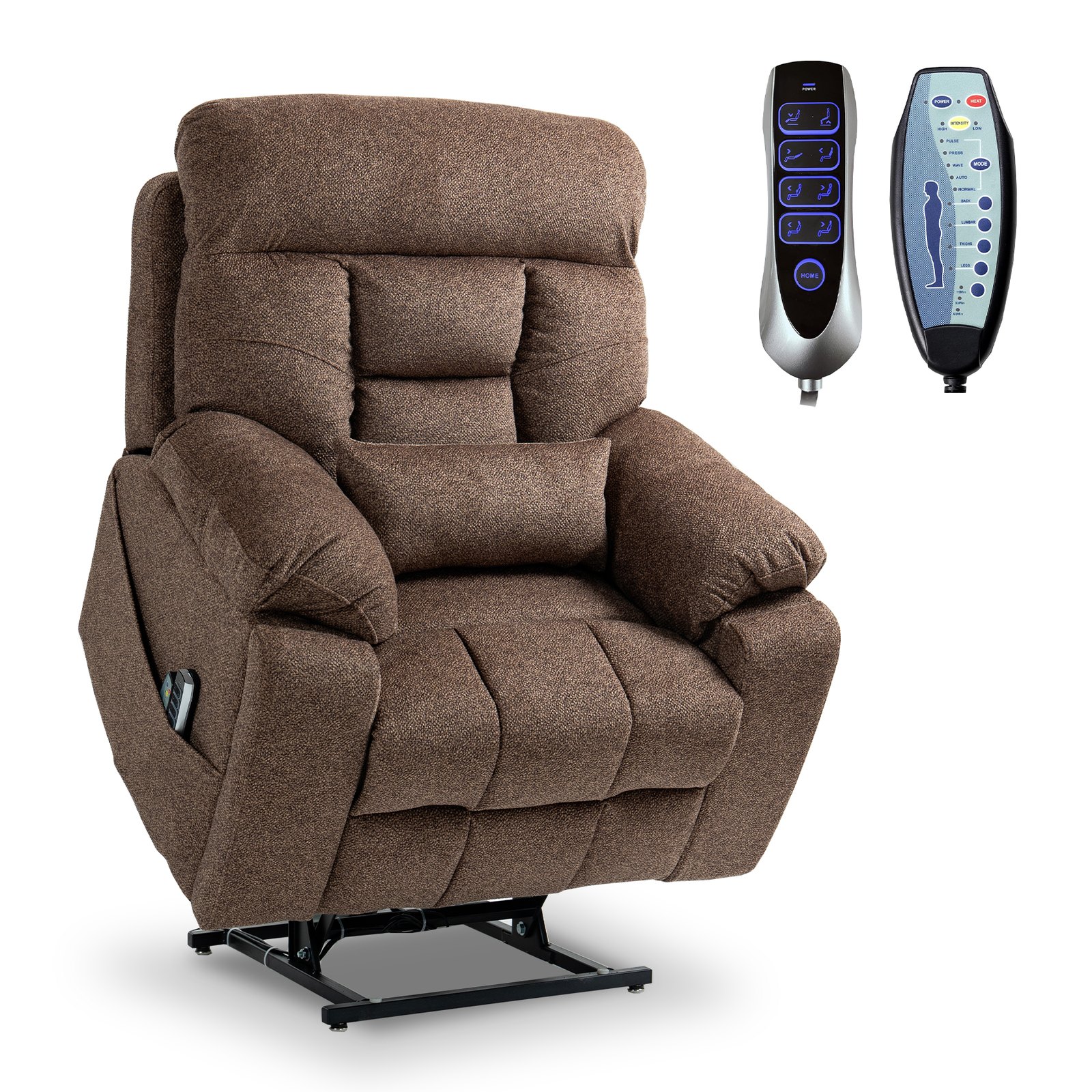 RHHVVR 4 OKIN Motors Electric Lift Chair for Elderly, 25.5" Oversized Power Recliner Chair, Zero Gravity Lay Flat Recliner Chairs with Infinite Position Adjustable Headrest, Velvet Brown