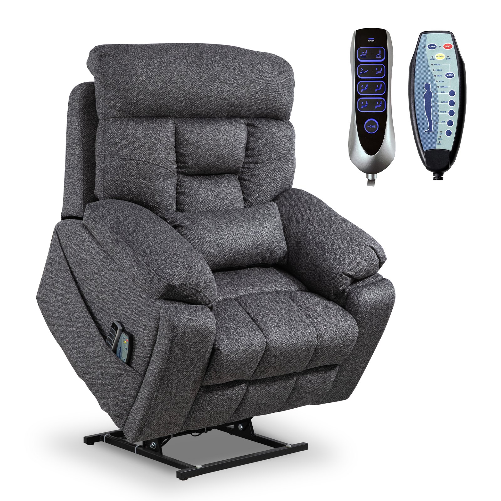 RHHVVR 4 OKIN Motors Electric Lift Chair for Elderly, 25.5" Oversized Power Recliner Chair, Zero Gravity Lay Flat Recliner Chairs with Infinite Position Adjustable Headrest, Velvet Grey